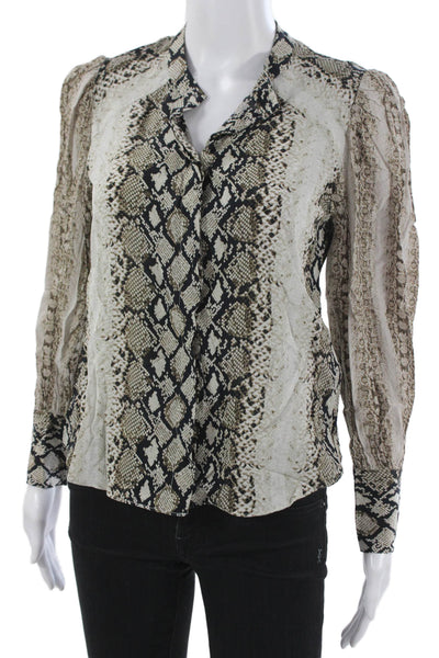 Joie Women Multicolor Collared Animal Print Blouse Long Sleeve Size XS