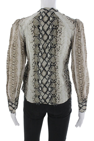 Joie Women Multicolor Collared Animal Print Blouse Long Sleeve Size XS