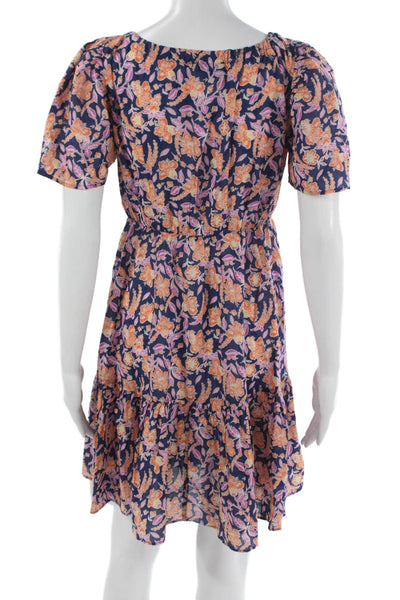 J Crew Women Basic Floral Cotton Scoop Neck Short Sleeve Dress Size XS