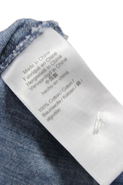 J Crew Women Shift Dress Blue Cotton Short Sleeve Knee Length Zip Size 0
