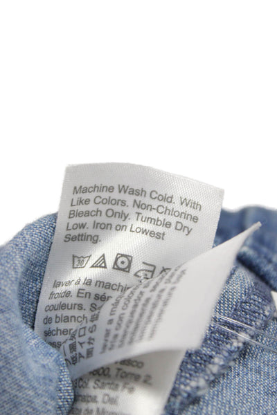 J Crew Women Shift Dress Blue Cotton Short Sleeve Knee Length Zip Size 0