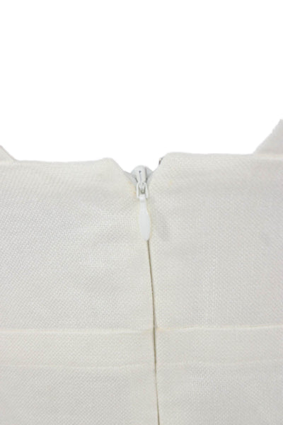 J Crew Womens Fit & Flare Linen V Neck Sleeveless White Dress Size 0