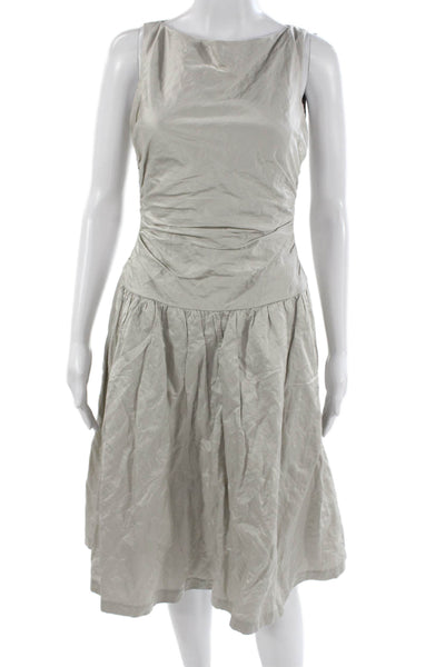 Ralph Lauren Black Label Women Fit & Flare Silver Midi Dress Size 2