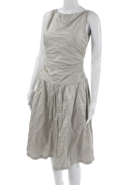 Ralph Lauren Black Label Women Fit & Flare Silver Midi Dress Size 2