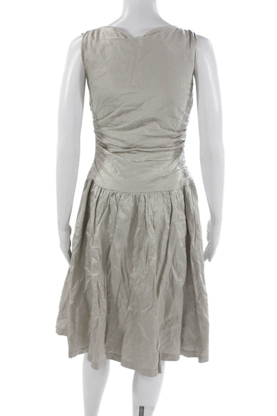 Ralph Lauren Black Label Women Fit & Flare Silver Midi Dress Size 2