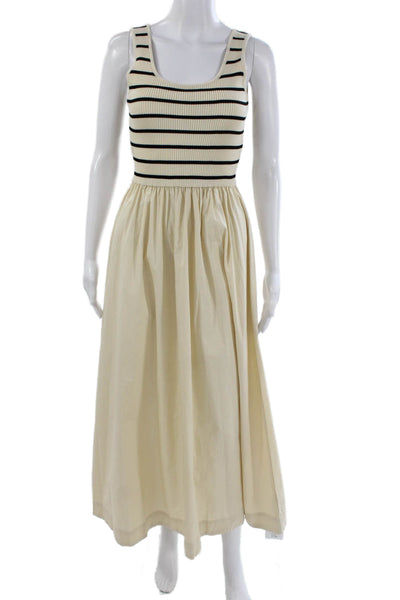 Moon River Womens Ivory Striped Viscose Sleeveless Maxi Dress Nautical Size S
