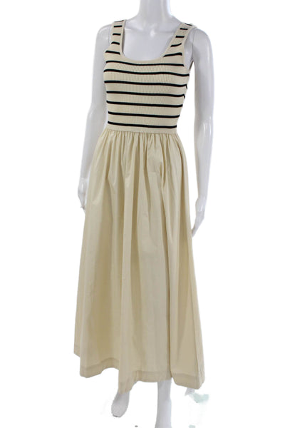 Moon River Womens Ivory Striped Viscose Sleeveless Maxi Dress Nautical Size S