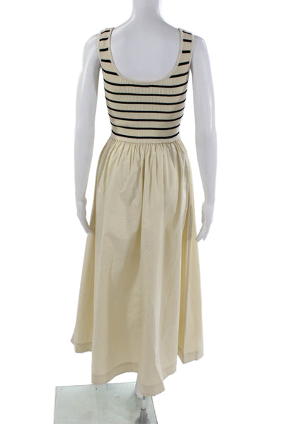 Moon River Womens Ivory Striped Viscose Sleeveless Maxi Dress Nautical Size S