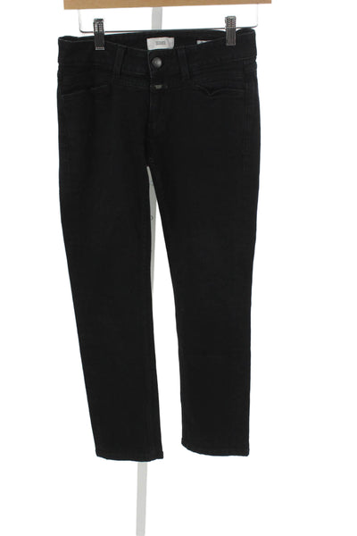 Closed Women Skinny Black Jeans Mid Rise Button Cotton Size 26