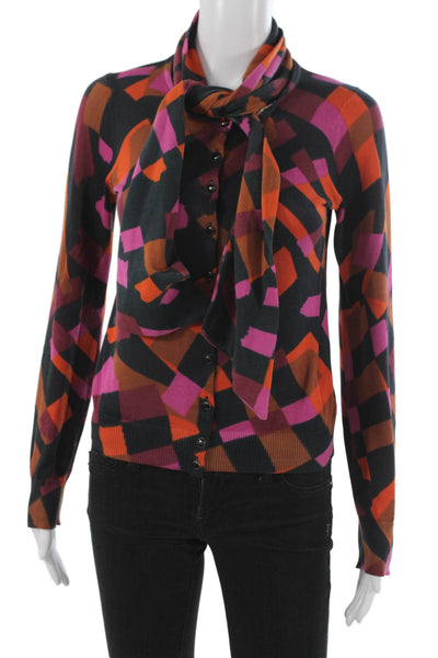 Marc By Marc Jacobs Women Multi Geometric Cotton Cardigan Long Sleeve Size S