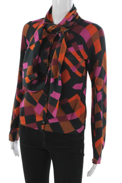 Marc By Marc Jacobs Women Multi Geometric Cotton Cardigan Long Sleeve Size S