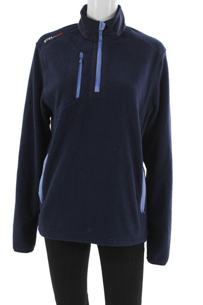 RLX Ralph Lauren Unisex Blue Sporty High Neck Zip Fleece Jacket Size S