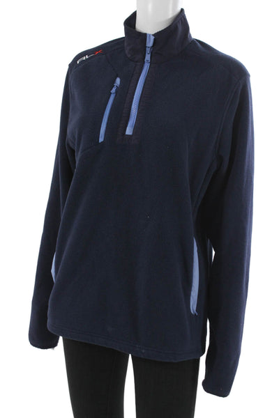 RLX Ralph Lauren Unisex Blue Sporty High Neck Zip Fleece Jacket Size S