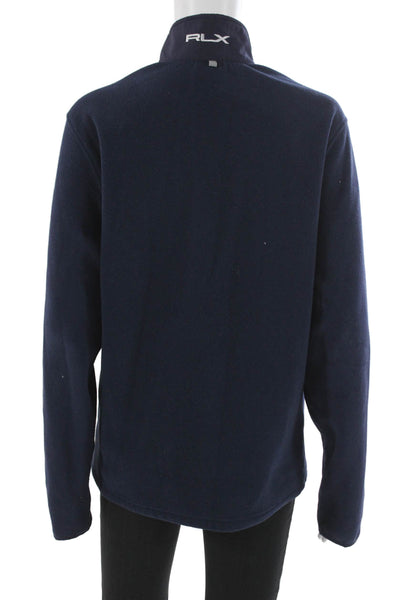RLX Ralph Lauren Unisex Blue Sporty High Neck Zip Fleece Jacket Size S