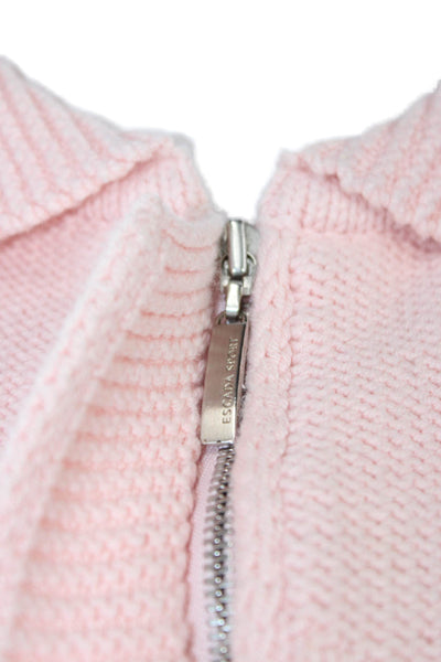 Escada Sport Womens Pink Cotton Collared Zip Cardigan Sporty Long Sleeve Size S