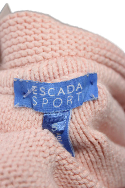 Escada Sport Womens Pink Cotton Collared Zip Cardigan Sporty Long Sleeve Size S