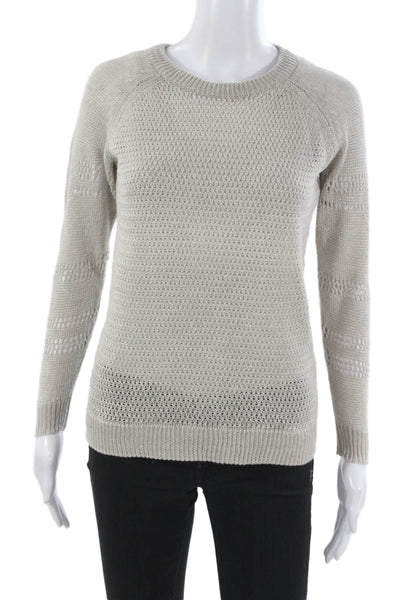 Joie Women Pullover Beige Linen Crew Neck Long Sleeve Solid Size XS