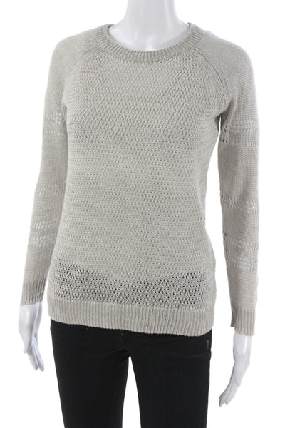 Joie Women Pullover Beige Linen Crew Neck Long Sleeve Solid Size XS