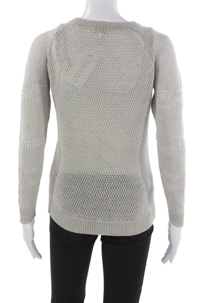 Joie Women Pullover Beige Linen Crew Neck Long Sleeve Solid Size XS