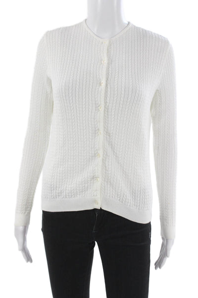 Ralph Lauren Sport Women Cardigan White Cotton Round Neck Long Sleeve Size S