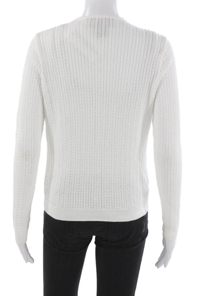 Ralph Lauren Sport Women Cardigan White Cotton Round Neck Long Sleeve Size S