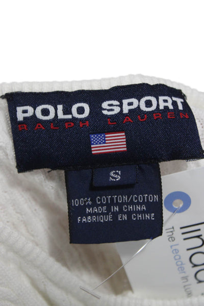 Ralph Lauren Sport Women Cardigan White Cotton Round Neck Long Sleeve Size S