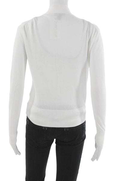 J Crew Womens Cardigan V Neck Cotton Blend Long Sleeve White Size 2XS