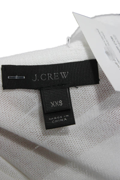 J Crew Womens Cardigan V Neck Cotton Blend Long Sleeve White Size 2XS