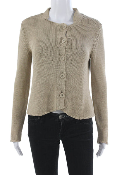 S Max Mara Womens Cardigan Sweater Beige Cotton Collared Button Size S