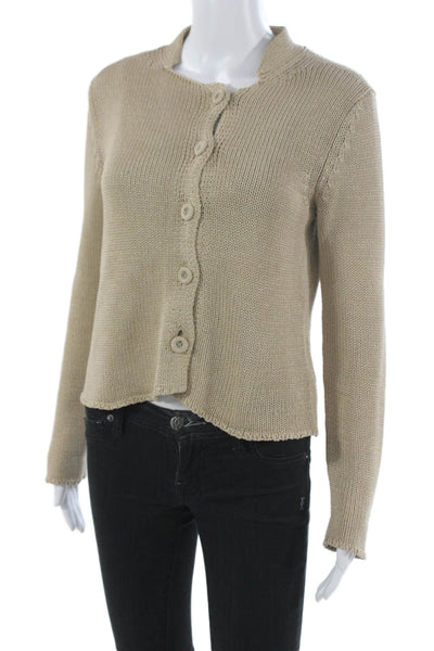 S Max Mara Womens Cardigan Sweater Beige Cotton Collared Button Size S