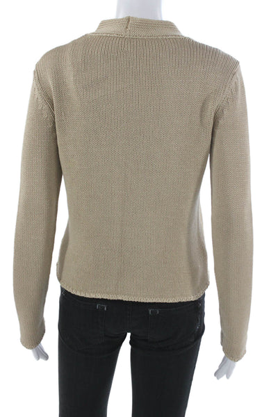S Max Mara Womens Cardigan Sweater Beige Cotton Collared Button Size S