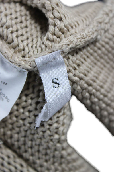 S Max Mara Womens Cardigan Sweater Beige Cotton Collared Button Size S