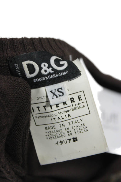 D&G Dolce & Gabbana Women Cardigan Brown Nylon Round Neck Long Sleeve Size XS