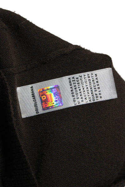 D&G Dolce & Gabbana Women Cardigan Brown Nylon Round Neck Long Sleeve Size XS