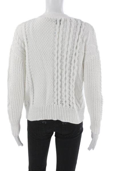 360 Sweater Women Cardigan White V-Neck Cotton Long Sleeve Size XS