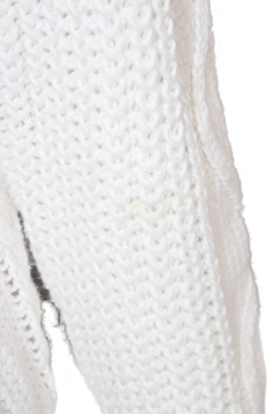 360 Sweater Women Cardigan White V-Neck Cotton Long Sleeve Size XS