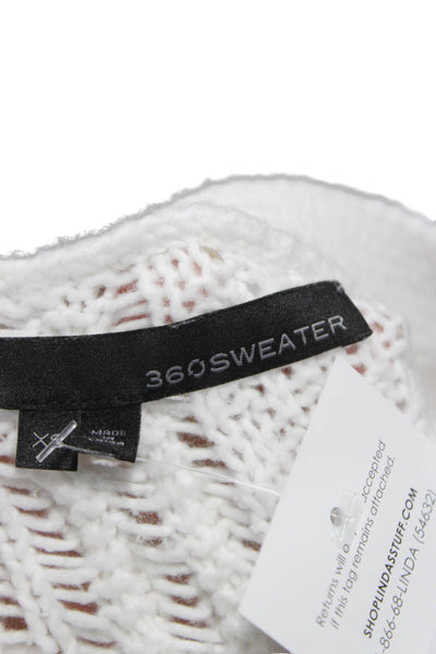 360 Sweater Women Cardigan White V-Neck Cotton Long Sleeve Size XS