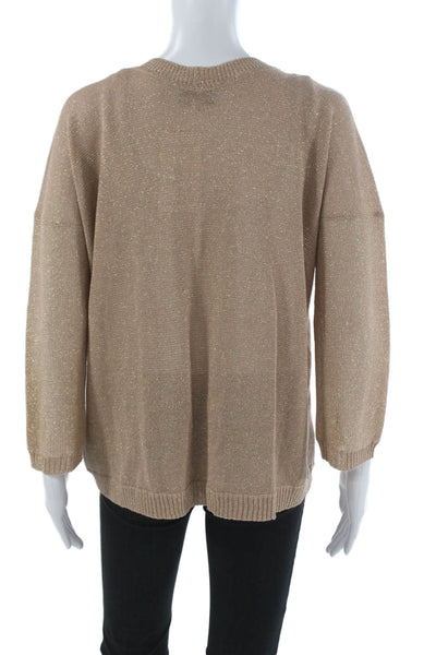 Whitley Kros Womens V-Neck Pullover Sweater Beige 3/4 Sleeve Cotton Size M