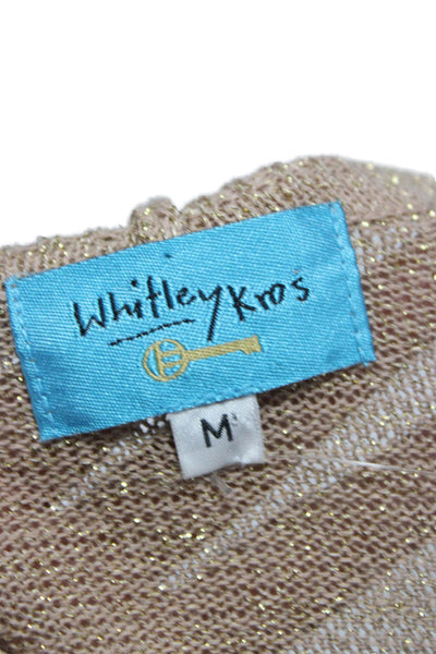 Whitley Kros Womens V-Neck Pullover Sweater Beige 3/4 Sleeve Cotton Size M