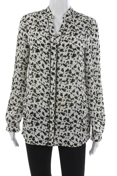 Reiss Women Tunic Animal Print V-Neck Long Sleeve Multicolor Size 4