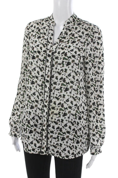 Reiss Women Tunic Animal Print V-Neck Long Sleeve Multicolor Size 4