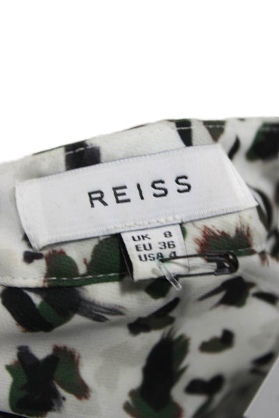 Reiss Women Tunic Animal Print V-Neck Long Sleeve Multicolor Size 4