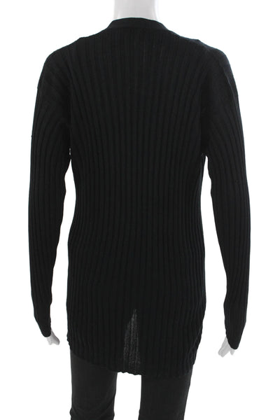 Zanone Womens Silk V-Neck Cardigan Black Long Sleeve Solid Fall Size 42