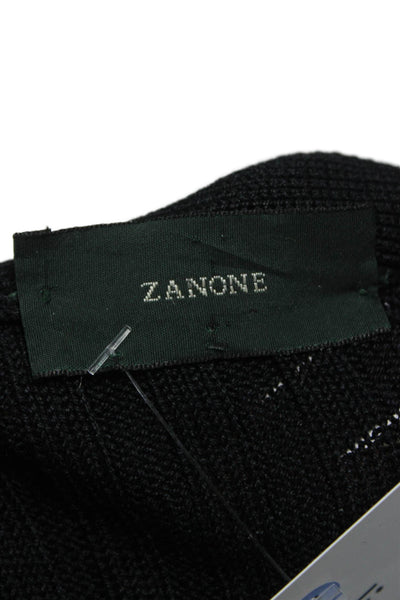 Zanone Womens Silk V-Neck Cardigan Black Long Sleeve Solid Fall Size 42