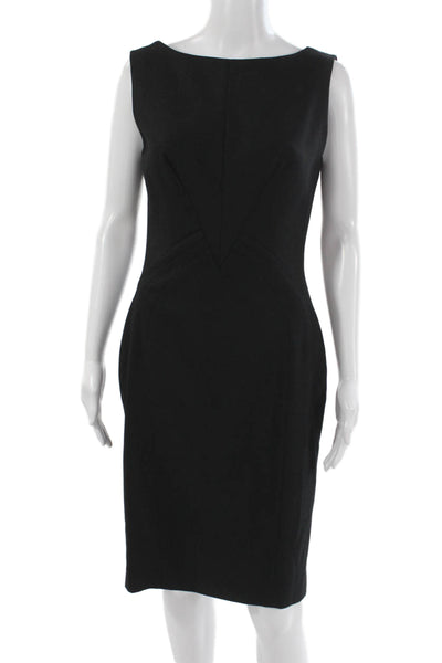 Reiss Womens Pencil Dress Black Wool Boat Neck Sleeveless Knee Length Size 6