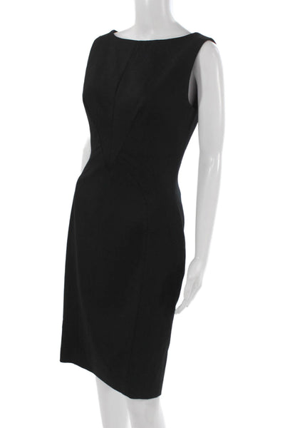 Reiss Womens Pencil Dress Black Wool Boat Neck Sleeveless Knee Length Size 6