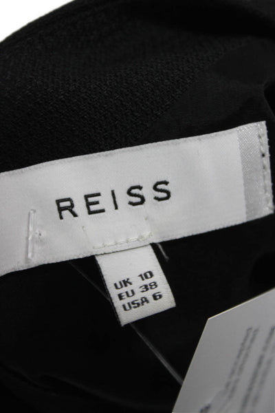Reiss Womens Pencil Dress Black Wool Boat Neck Sleeveless Knee Length Size 6