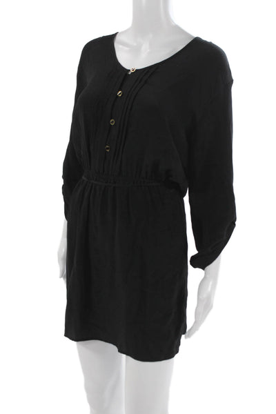 Yumi Kim Womens Blouson Scoop Neck Silk Black Dress 3/4 Sleeve Size S