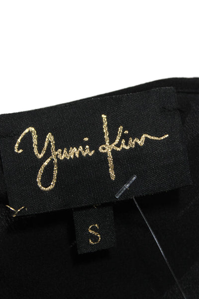 Yumi Kim Womens Blouson Scoop Neck Silk Black Dress 3/4 Sleeve Size S
