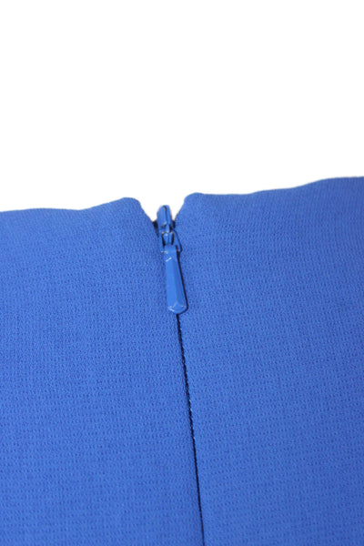 Reiss Women A-Line Dress Blue Round Neck Knee Length Polyester Size 4